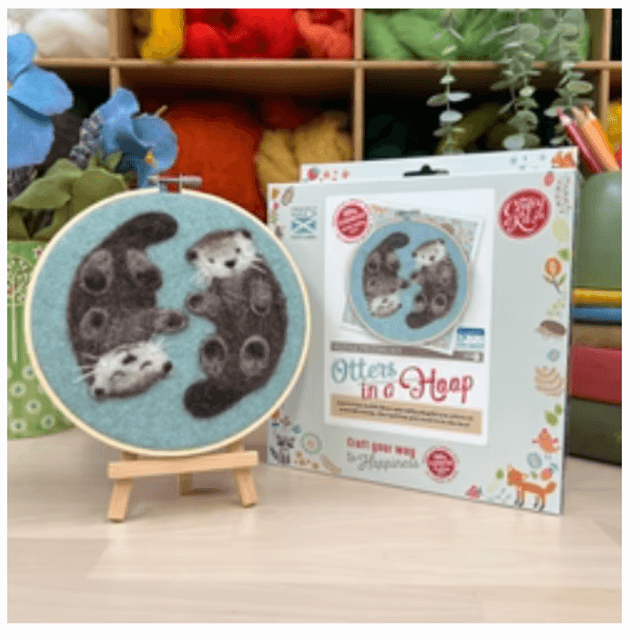 Otters in a Hoop Needle Felt Craft Kit