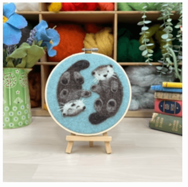 Otters in a Hoop Needle Felt Craft Kit