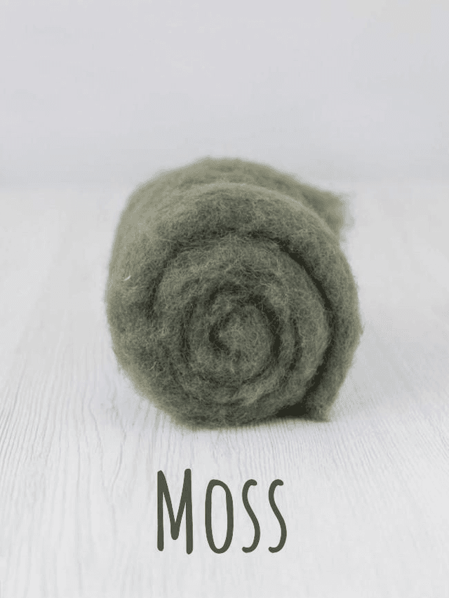 Carded wool for Needle Felting Maori DHG Carded Batt - Moss